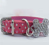 Dot Print Leather Collar With Rhinestones