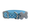 Dot Print Leather Collar With Rhinestones