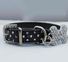 Dot Print Leather Collar With Rhinestones